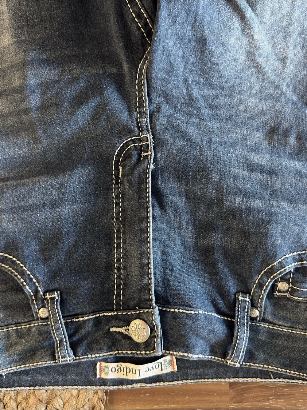 Love Indigo Women's Dark Indigo Boot Cut Jeans with Embroidered Pocket - Picture 7 of 10